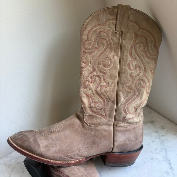 Nocona Handcrafted USA Western Boots Distressed Leather Light Brown Men’s 13 D main image 12